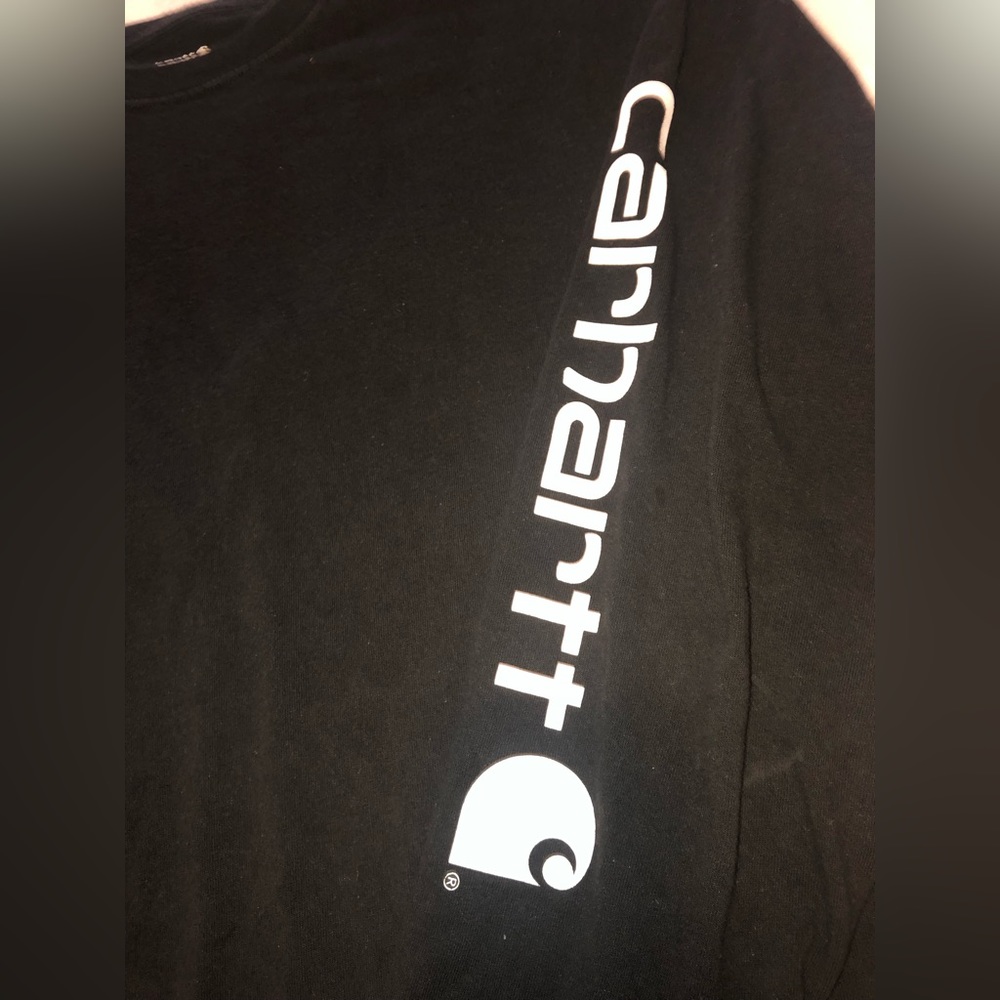 Carhartt Mens Loose Fit Long Sleeve Spell Out Logo Shirt-Lg Tall Black Cotton - Picture 4 of 7